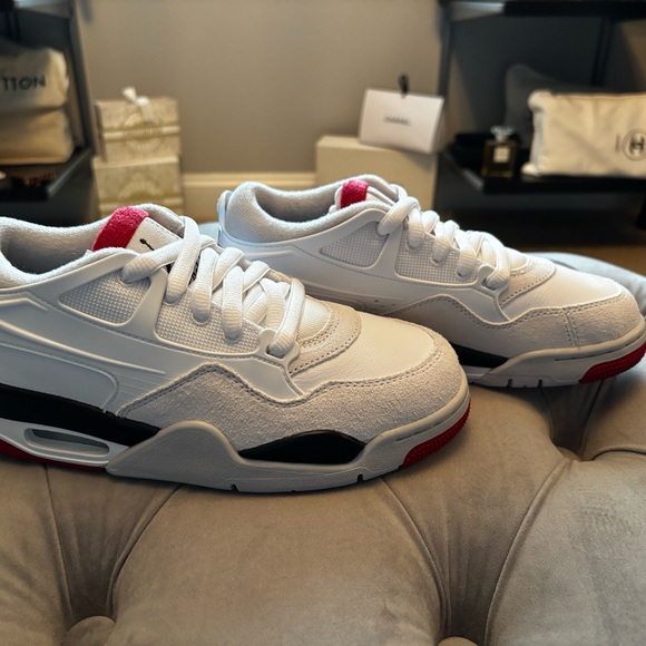 Nike AJ4 White and Red Sneakers with Chunky Silhouette - Picture 4 of 8